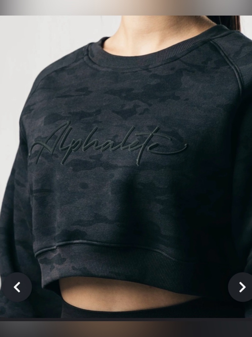 Alphalete Classic Crew Camo Cropped Sweatshirt | Size M | Like New